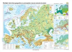  Europa. Harta fizico-geografică şi a principalelor resurse naturale de subsol