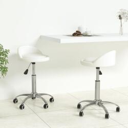 vidaXL Scaune de bucătărie pivotante, 2 buc. , alb, piele ecologică (333619)