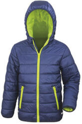 Result Gyerek Kabát Kapucnis Hosszú ujjú Result Junior/Youth Padded Jacket -L (9-10), Sötétkék/Lime