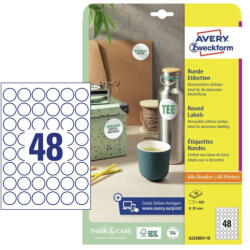 Avery Zweckform Etikett címke 30x30 mm, Avery Zweckform, Fehér színű, (10 ív/doboz) (6223REV-10) - dunasp