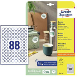 Avery Zweckform Etikett címke 20x20 mm, Avery Zweckform, Fehér színű, (10 ív/doboz) (6222-10) - dunasp