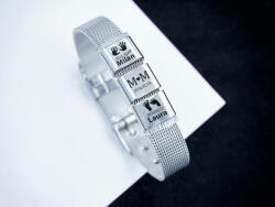 R. M. ékszer Életünk lenyomatai 3 egyedi medálos MoMents acél karkötő (16155RM)