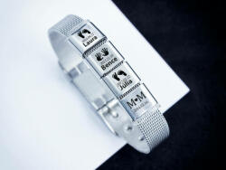 R. M. ékszer Életünk lenyomatai 4 egyedi medálos MoMents acél karkötő (16158RM)