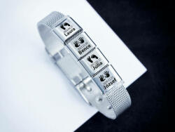 R. M. ékszer Életünk lenyomatai 4 egyedi medálos MoMents acél karkötő (16156RM)