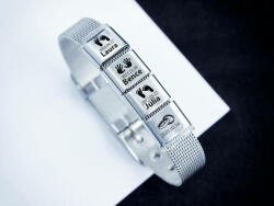 R. M. ékszer Életünk lenyomatai 4 egyedi medálos MoMents acél karkötő (16157RM)