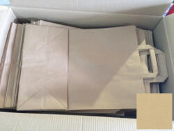  Papír tasak szalagfüles 260+170x250mm natúr, 80g/m2, 250 db/karton, 25 db/hajtás