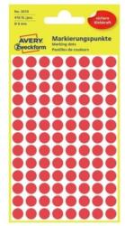 Avery Etikett címke, o8mm, jelölésre, 104 címke/ív, 10 ív/doboz, Avery piros (3010) - web24