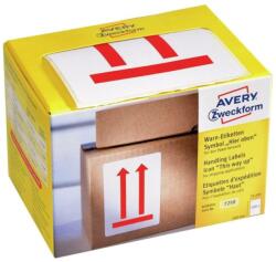 Avery Etikett címke, piktogram álló helyzetet jelző nyílak 74 x100mm, tekercses, 200 címke/doboz, Avery piros (7250) - web24