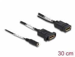 Delock Cablu Displayport 4K60 Hz cu alimentare DC 2.1 x 5.5 mm M-M 0.30m panel-mount, Delock 87039 (87039)