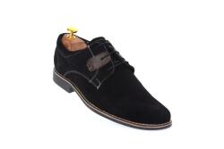 Rovi Design Oferta marimea 41 - Pantofi casual din piele naturala intoarsa de culoare neagra - LPANM
