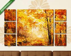 Többrészes Vászonkép, Premium Kollekció: Sűrű őszi erdő (olajfestmény reprodukció)(135x80 cm, W01)