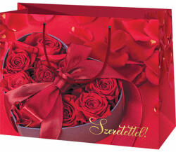 Cardex Nagy méretű rózsás ajándéktáska &quot, Szeretettel&quot, felirattal 26x14x33cm (40450)