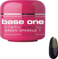 Base One Gel UV color Base One, Mystic Aurora, green sparkle 01, 5 g