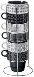 Secret De Gourmet Set 6 cani Etnik, ceramica, suport cromat, 260 ml