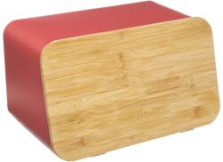 5five Simple Smart Cutie de paine Roshner Red, metal, capac bambus, L. 36.7 x l. 18.4 x h. 21.8 cm