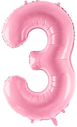 PartyDeco S. r. o 3. szám, fólia lufi, 86 cm, rózsaszín
