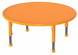 OOKEE Masa rotunda, 115 cm diametru, portocalie, din plastic, reglabila, marimea 0-3 pentru gradinita (YCY0042P)