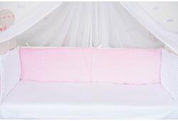 Paturica fermecata Set complet aparatori groase clasic minky alb roz 360 cm (C9076)