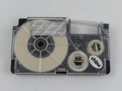 Compatibil Banda compatibila Casio XR-6AX 6mm x 8m text alb / fundal transparent (XR6AX)