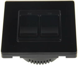 E-LOCKS Intrerupator dublu Smart Home WiFi Tuya, cu actionare mecanica, negru, model SSD86-02AJAI-Black