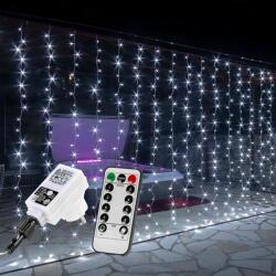 Voltronic LED fényfüggöny hideg fehér 6x3m (600 LED) távirányítóval (30101152)