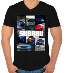 printfashion Subaru montázs - Férfi V-nyakú póló - Fekete (5921880)