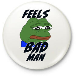 printfashion Feels bad man meme - Kitűző, hűtőmágnes - Fehér (5967023)