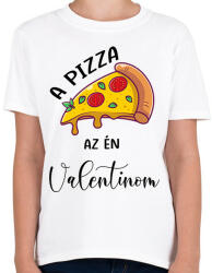 printfashion Pizza Valentin nap - Gyerek póló - Fehér (6016944)