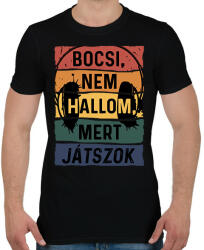 printfashion Bocsi, nem hallom, mert játszok - Férfi póló - Fekete (6017881)