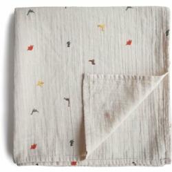 Mushie Muslin Swaddle Blanket Organic Cotton păturică de înfășat Dinosaurs 120cm x 120cm 1 buc Lenjerii de pat bebelusi‎, patura bebelusi
