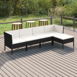 vidaXL Set mobilier de grădină cu perne, 5 piese, negru, poliratan (3094380)