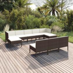 vidaXL Set mobilier de grădină cu perne, 10 piese, maro, poliratan (3094567) - vidaxl