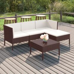 vidaXL Set mobilier de grădină cu perne, 5 piese, maro, poliratan (3094375) - vidaxl