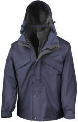 Result Uniszex Kabát Kapucnis Result 3-in-1 Jacket with Fleece -S, Sötétkék (navy)