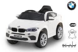 BMW X6 M Új White elektromos kisautó 2 sebesség, nyitható ajtókkal, bőrülés, gumi kerékkel