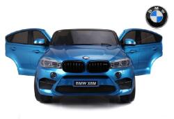  Elektromos kisautó BMW X6 M, 2 személyes, 12V, 2, 4 GHz távirányító, elektromos fék, nyitható ajtók, EVA kerekek, bőr ülés, 2 X MOTOR, Lakkozott kék, Eredeti Liszensz