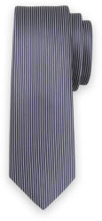 Willsoor Cravată bărbătească îngustă de culoare bleumarin, cu model în dungi albe 13566
