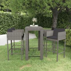 vidaXL Set mobilier bar de grădină cu perne, 5 piese, gri, poliratan (3094785) - vidaxl