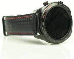 MYBANDZ Fibra de carbon Piele curea de ceas 20mm negru-roșu cusut (20SKU1556)
