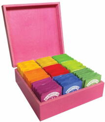 Hampstead Tea Rózsaszín luxus fadobozos filteres BIO teákkal, 117 db - 9 típus