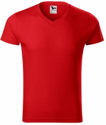 MALFINI Férfi póló Slim Fit V-neck - Piros | L (1460715)