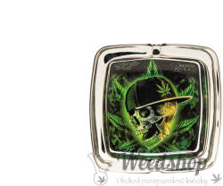 WeedShop Négyzet alakú üveg hamutartó - Cannabis Skull Változatok: Cannabis leave skull