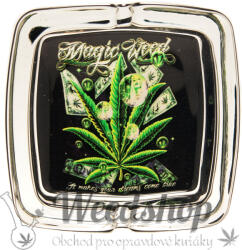 WeedShop Négyzet alakú üveg hamutartó - Cannabis Skull Változatok: Magic Weed