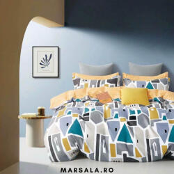 Sonia Home Lenjerie de pat dublu din bumbac cu 6 piese cu model geometric multicolor (son6gricremgeomulticol) Lenjerie de pat