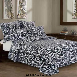 Sonia Home Lenjerie Cocolino 6 piese, alb si negru, zebra print (coco6albnegzebra) Lenjerie de pat