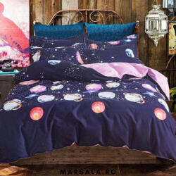 Sonia Home Lenjerie de pat bumbac 6 piese albastru lila si planete colorate (son6albastrlilaplanetecol) Lenjerie de pat