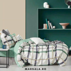 Sonia Home Lenjerie de pat din bumbac cu 6 piese si imprimeuri elegante in nuante de verde (son6verdelagant)