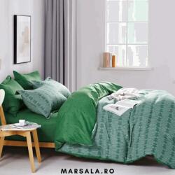Sonia Home Lenjerie de pat bumbac 6 piese verde, crem si imprimeuri elegante (son6verdecrjacq) Lenjerie de pat
