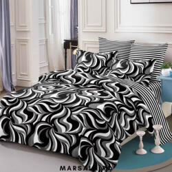 Primavara Lenjerie de pat bumbac 6 piese alb negru gri zebra print (pri6zebraprint)