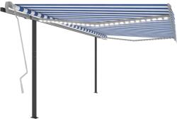 vidaXL kék és fehér kézzel kihúzható LED-es napellenző 4, 5 x 3 m (3070161) - vidaxl